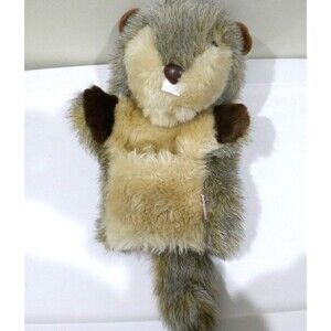 Vintage Beaver Hand Puppet Toys by Daphne Woodchuck Groundhog Plush Head Cover